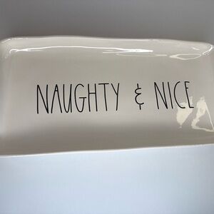 Rae Dunn “Naughty & Nice” Ceramic Platter – Holiday Serving Tray Christmas Decor